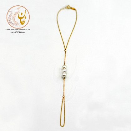 دستبند انگشتری طلا - طرح مروارید نشان-ZMB0934